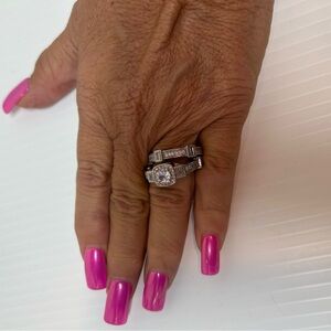Source Unknown Silver faux wedding Statement Ring size 8